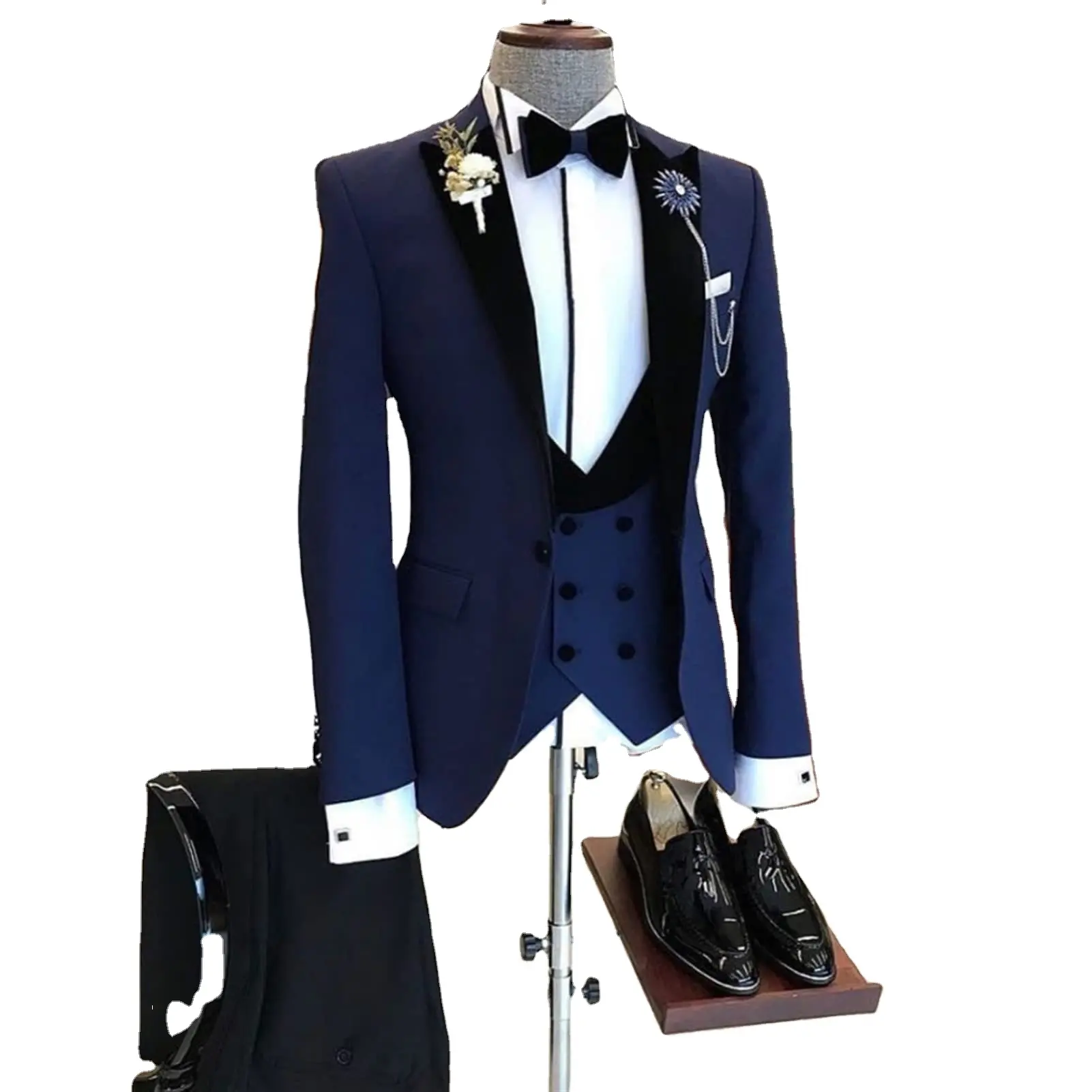 Bridalaffair High End Costume Hommes Classic Mens Suits Italian Formal Tuxedos Groom Wear Handsome Suit For Men Slim Fit