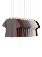Camiseta de Algodón de Doble Hilo de 300G con Hombros Caídos, Cuello Redondo y Manga Corta para Hombre, Ropa Casual