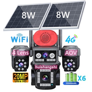 AOV Four Lens 20MP 10K HD Outdoor Solar Surveillance Bullet Camera 360 PTZ IP CCTV Wireless Solar 4G Sim Card Camera <b>Security</b> - Product Image 1