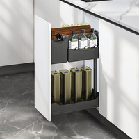 ARTSTEEL Panier à épices coulissant moderne en aluminium écologique à 2 niveaux, organisateur de condiments pour armoire de cuisine
