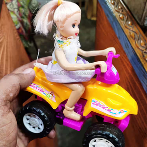 Jouet classique à cordon pour bébé fille, poupée moto, robe de poupée, couleur variable, cordon à tirer, 4 roues, jouet moto à roulettes - Product Image 6