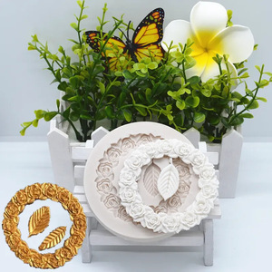 Rose And Leaf Fondant Lace Mat Cake Mold Round Silicone For DIY Cake Decoration Wedding - Product Image 1