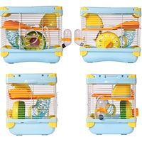 Cage pour hamster nain à 2 niveaux et habitat Cage de voyage pour petits animaux avec roue d'exercice Cage à souris pour hamsters Souris Gerbilles