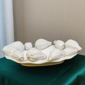 Plat vert <span class=keywords><strong>de</strong></span> fruits et fleurs en céramique <span class=keywords><strong>frais</strong></span> <span class=keywords><strong>de</strong></span> conception unique du fabricant professionnel pour la maison et la fête quantité minimale <span class=keywords><strong>de</strong></span> commande 20 pièces - Product Image 4