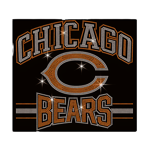 Strass thermocollants personnalisés en verre pour ours, motif Chicago Sport Football, vente en gros, pour vêtements, chaussures et sacs - Product Image 1