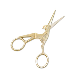 Retro Crane Shaped Scissors Gold Plated Stainless Steel Home Use Paper Cutting Thread Trimming Small Scissors - Product Image 1