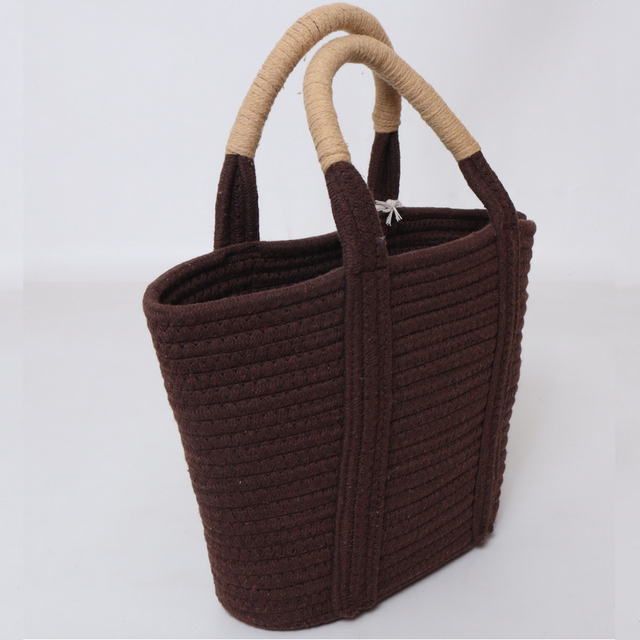 Woven Summer Beach Bag Soft Cotton Rope Handmade Large Straw Tote Bag Women's Macrame Bag