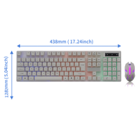 Modèle à succès : Clavier filaire à LED éclairé blanc 104 touches + Combo souris 3D à double usage pour le jeu et le bureau