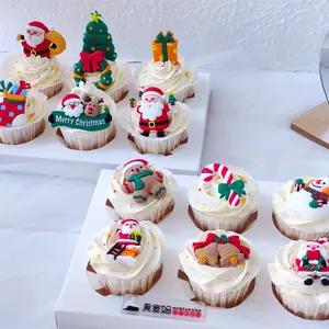 Huiran Giáng Sinh Cupcake Toppers Kỳ Nghỉ Bánh 3D Cake Topper Cho Giáng Sinh Đồ Trang Trí Bánh Trang Trí Nội Thất Topper Giáng Sinh Trang Trí
