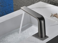 Robinet de salle de bain moderne Smart Touchless Capteur automatique Robinet mitigeur d'eau infrarouge Bassin en laiton noir Robinet monotrou