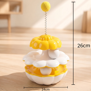 Jouet interactif multifonctionnel pour chat avec boule sur poteau, plume à ressort, baguette et ornement nuage pour chaton - Product Image 6