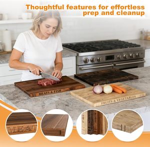 Ensemble de planches à découper en bois d'acacia 100% naturel pour le fromage, le pain et <span class=keywords><strong>la</strong></span> viande, polyvalent, cadeau idéal pour les chefs - Product Image 3