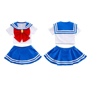 Japanese Sailor Suit Uniform Kids Swimsuits Girls Designer Swimwear Wholesale 1-6years 2-10 2 Piece 2 Pieces OEM Custom