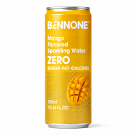 Eau gazeuse sans sucre, sans calories, mini canette 200ml, saveur fruitée citron vert mangue agrumes, boisson gazeuse, marque privée