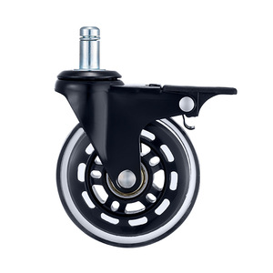 Furniture Caster Swivel Polyurethane Wheel Threaded Stem With Brake Modern Design Durable - Product Image 1
