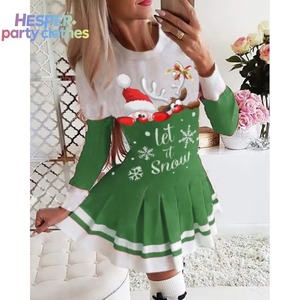 HESPER 2026 Nouvelle Robe Plissée Imprimée à Panneaux pour Adulte, Manches Longues, Costume de Père Noël pour Festival, Robe de Noël pour Femme - Product Image 3