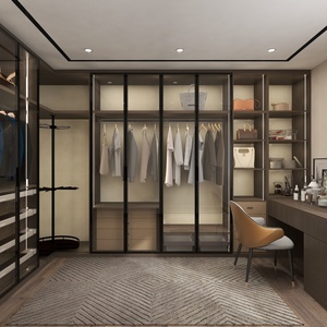 Système de dressing moderne et écologique sur mesure avec tiroirs, étagères et éclairage LED pour chambre d'hôtel - Product Image 2