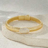 Bracelet de luxe en moissanite ovale sertie de pierres, plaqué or 18 carats, en argent sterling 925, chaîne serpent flexible, pour femmes et hommes