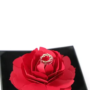 Wholesale Plastic Special Rose Ring Boxes Jewellery Packaging Valentine'S Day Rose Ring Jewelry Gift Box