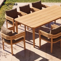 Ensemble de meubles de salle à manger d'extérieur modernes et imperméables pour balcon, table et chaises en bois, ensemble de tables à manger en teck pour patio