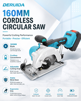 Scie circulaire sans fil DERUIDA, sans balais, robuste, portable, pour la découpe du bois et la construction, vente en gros directe d'usine OEM