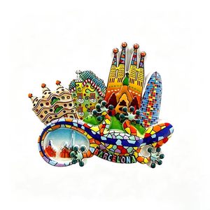 Imán de Resina Personalizado con Diseño de Lagarto del Parque Gueell, Imán 3D para Refrigerador con Mosaico de la <span class=keywords><strong>Sagrada</strong></span> <span class=keywords><strong>Familia</strong></span> de Barcelona, España, Arquitectura, Proveedor de Imanes para Refrigerador - Product Image 1