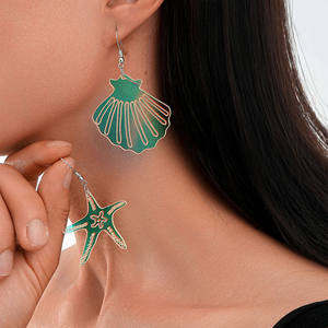 Meilleure vente coloré en acier inoxydable Quartz étoile de mer coquille boucles d'oreilles été créatif Vintage Design personnalisé unisexe fête - Product Image 1