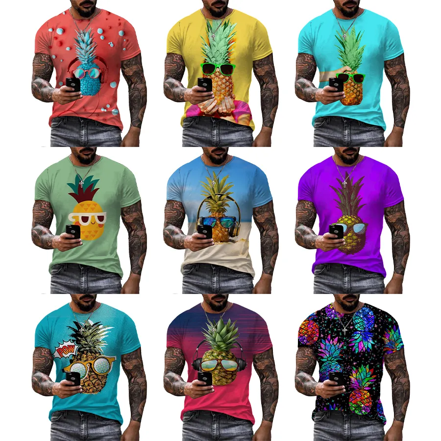 Camiseta con estampado 3D de piña para hombre, gafas de sol divertidas, impresión Digital, personalizado, Unisex, OEM y ODM
