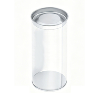 Boîte à fleurs cylindrique en plastique transparent Emballage cadeau transparent Tube rond en PET PVC avec couvercle en métal