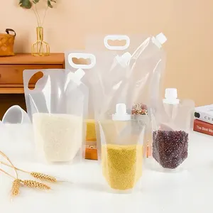 wholesale transparent clear refillable juice beverage liquid Bean products Rice and grains packaging spout pouch