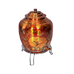 Distributeur d'eau en cuivre avec motif floral et robinet pour usage domestique - Product Image 1