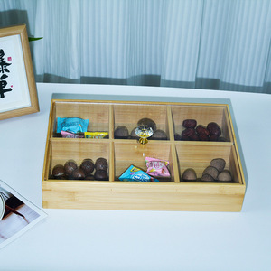 Solid Wood Dried Fruit <b>Box</b> With Compartments Transparent Lid 18L <b>Storage</b> For Home Living Room Snack Organizer - Product Image 2