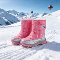 Bottes d'hiver pour enfants unisexes, multi-tons, imperméables, en tissu thermique extensible, mi-mollet, intérieur en fourrure, semelle en caoutchouc légère