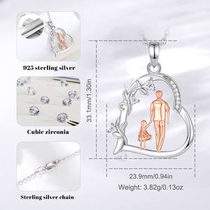 Collana Merryshine in Argento Sterling S925 con Ciondolo a <span class=keywords><strong>Cuore</strong></span> <span class=keywords><strong>Famiglia</strong></span>, Papà, Figlia - Product Image 2