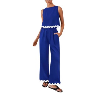 Vêtements pour femmes printemps-été, ensemble décontracté 2 pièces, débardeur sans manches, haut court - Product Image 5