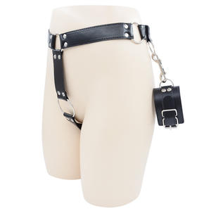 SMアダルトボンデージウェアラブルパンティーストラップ、手錠遅延コックリングレザー純血種ベルト男性用 - Product Image 2