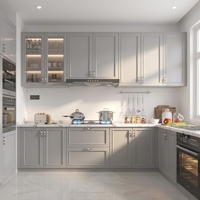 Meubles de cuisine modulaires modernes avec structure en bois massif, design personnalisable, évier, crédence, glissières de tiroirs - Garantie 5 ans