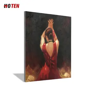 Spanish Flamenco Woman Dancer Oil Painting Lady With Red Dress Modern Modern On Canvas