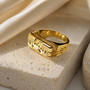 Anello con Design Quadrato Effetto Craquelé, Stile Creativo per Uomo e Donna - Product Image 2