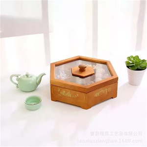 Caja de almacenamiento hexagonal de madera con tapa, 6 compartimentos para frutas secas, dulces, aperitivos, organizador de escritorio, decoración para sala de estar - Product Image 5