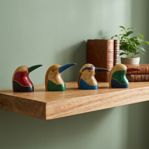 Hand-Carved Wooden Animal Bird Figurines Eco-friendly Durable Mid Century Modern Outdoor Use Decorative Multi-piece Package - Product Image 3