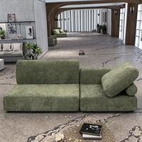 Ensemble de canapé-lit modulaire deux places en velours vert avec fonction de compression sous vide