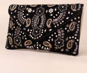 Bolsos de Mano de Lujo para Mujer, Diseño Nuevo Hecho a Mano, Bordado con Cuentas y Perlas, Decoraciones con Patrones Geométricos, Bolsos de Fiesta de Noche - Product Image 1