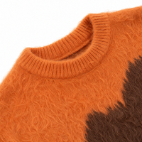 Pull à col rond en laine mohair jacquard géométrique pour homme, personnalisé ODM/OEM - Anti-rides, anti-rétrécissement