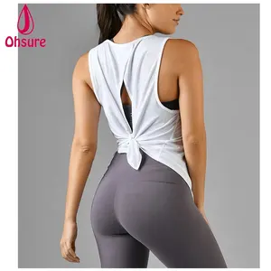 Camicia da donna senza maniche per Yoga con canottiera Sexy aperta per allenamento canottiera da corsa per Yoga