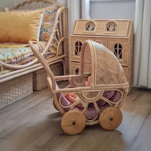 Nouvelle Tendance 2026 : Poussette en Rotin et Landau pour Poupée, Jouet pour Enfant de 2 Ans - Product Image 1