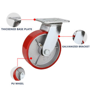 Industrielle Lager ausrüstung Eisen starres Lager Hochwertige Halterung Rote PU-Räder Seiten bremse Hoch leistungs rolle - Product Image 3