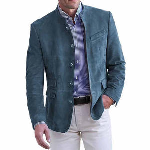 Veste de <span class=keywords><strong>costume</strong></span> décontractée en daim à simple boutonnage pour <span class=keywords><strong>homme</strong></span>, idéale pour l'automne et l'<span class=keywords><strong>hiver</strong></span>, <span class=keywords><strong>manteau</strong></span> uni de haute qualité - Product Image 2