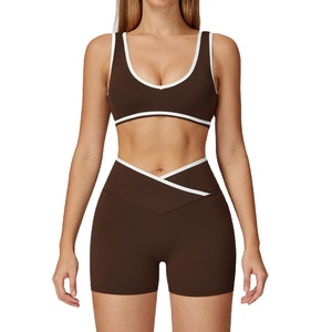 Conjunto deportivo de yoga para mujer, de cintura alta, sin espalda, ajustado, color nude. - Product Image 4