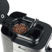 Cafetera de Goteo Anbolife con Molinillo, 1.2L, 10 Tazas, 1050W, Programable 24H, Pantalla LCD, Moli y Prepara, Contenedor de Granos de 60g, CETL, OEM, ODM